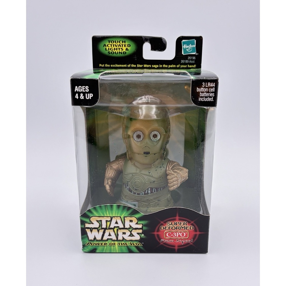 Vintage Star Wars POTJ Super Deformed C-3PO Green Tint Variant Figure 2001 New